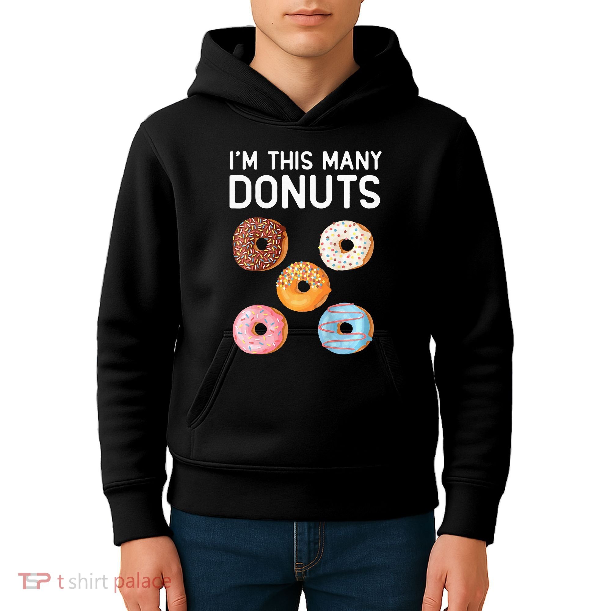 Cute Donut 5th Birthday Im This Many Donuts 5year Old Kids Hoodie