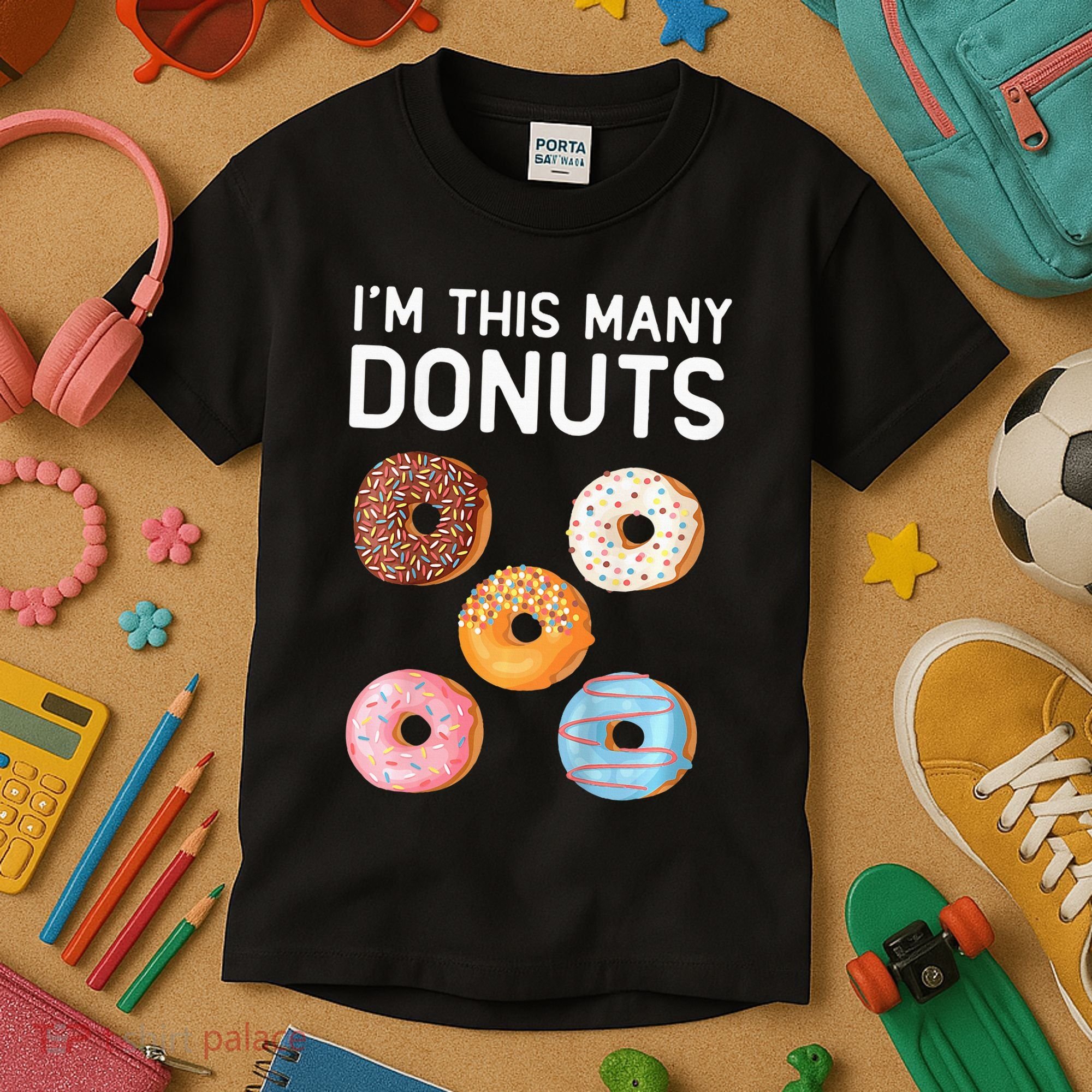 Cute Donut 5th Birthday Im This Many Donuts 5year Old Kids T-Shirt