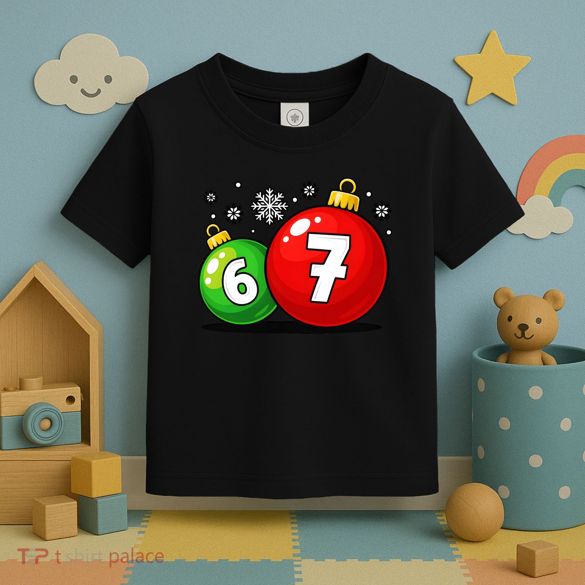Christmas Decoration 6-7 Six Seven 67 Meme Gen Alpha Slang Toddler T-Shirt