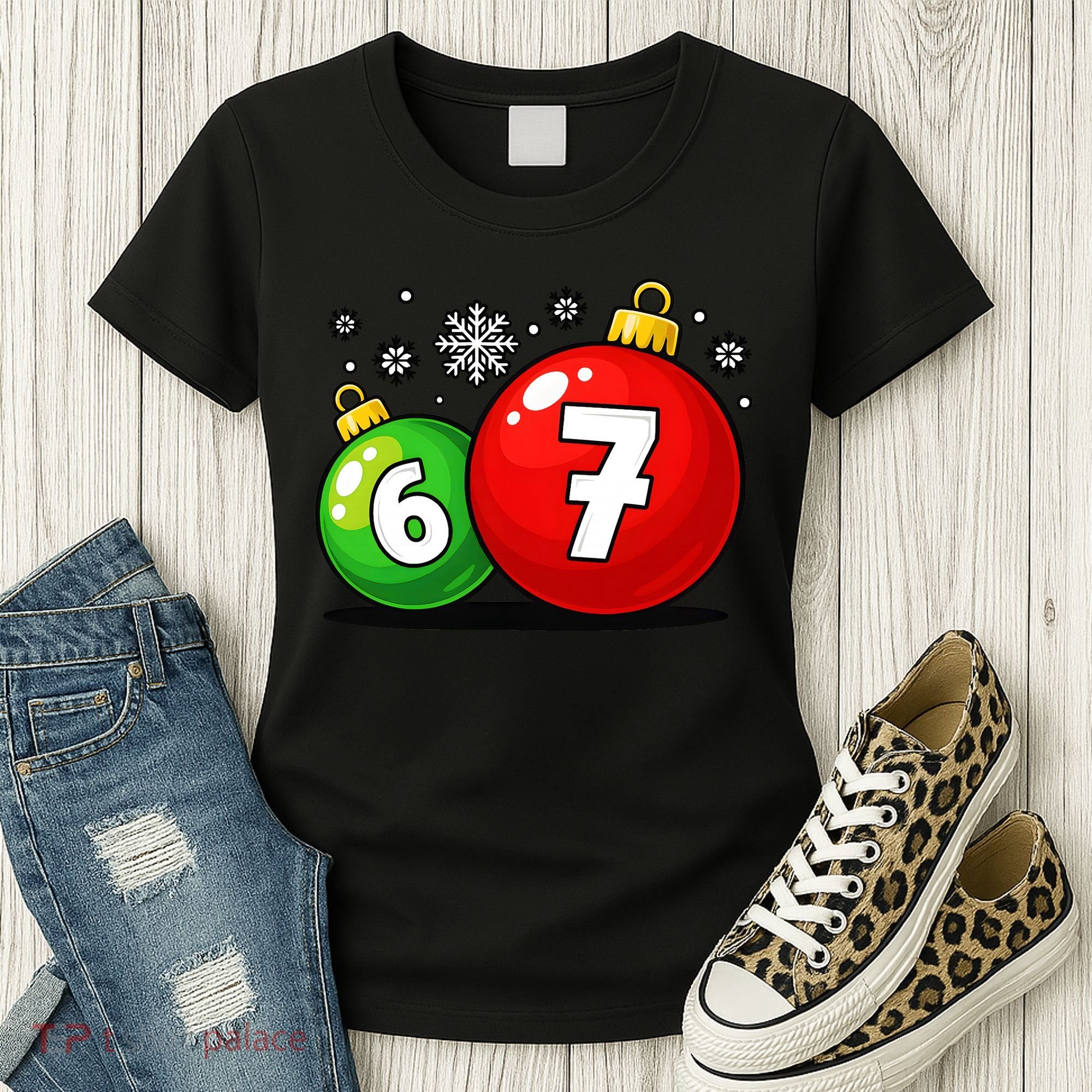 Christmas Decoration 6-7 Six Seven 67 Meme Gen Alpha Slang Women's T-Shirt