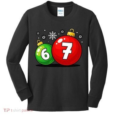 Christmas Decoration 6-7 Six Seven 67 Meme Gen Alpha Slang Kids Long Sleeve Shirt