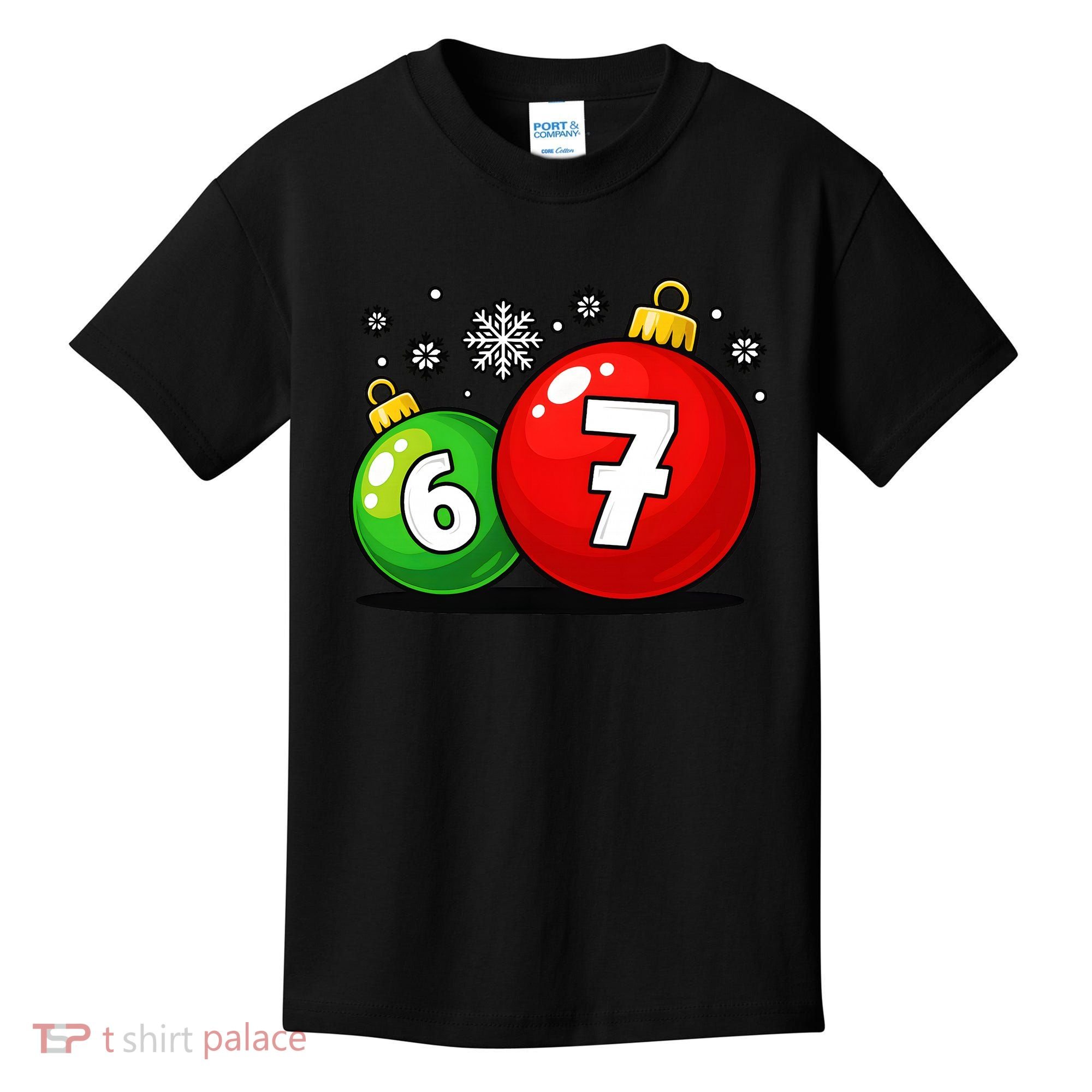Christmas Decoration 6-7 Six Seven 67 Meme Gen Alpha Slang Kids T-Shirt