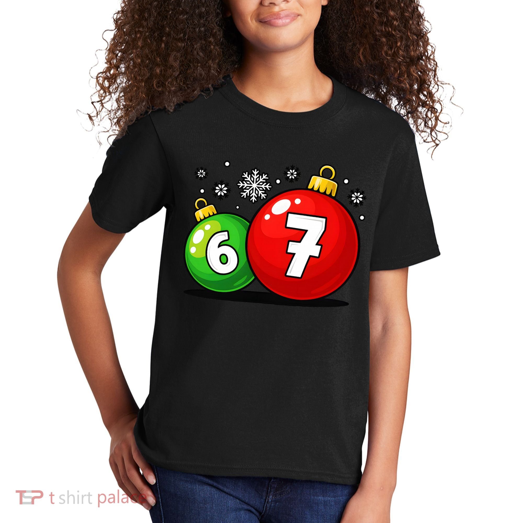 Christmas Decoration 6-7 Six Seven 67 Meme Gen Alpha Slang Kids T-Shirt