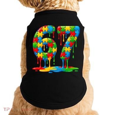 Colorful Drip 67 Puzzle Autism 6-7 Meme Doggie Tank