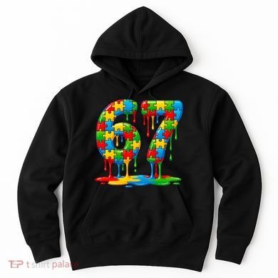 Colorful Drip 67 Puzzle Autism 6-7 Meme Hoodie
