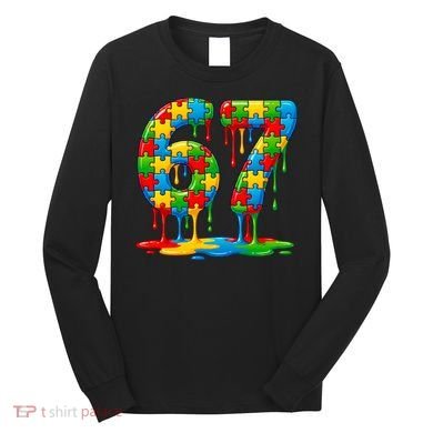 Colorful Drip 67 Puzzle Autism 6-7 Meme Long Sleeve Shirt