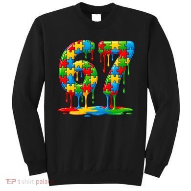 Colorful Drip 67 Puzzle Autism 6-7 Meme Sweatshirt