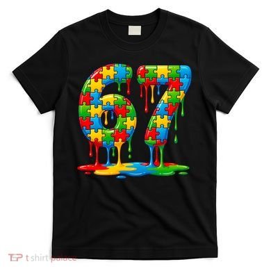 Colorful Drip 67 Puzzle Autism 6-7 Meme T-Shirt