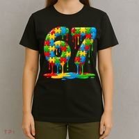 Colorful Drip 67 Puzzle Autism 6-7 Meme T-Shirt thumb 4