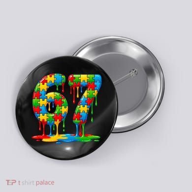 Colorful Drip 67 Puzzle Autism 6-7 Meme Button