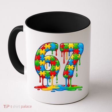 Colorful Drip 67 Puzzle Autism 6-7 Meme Coffee Mug