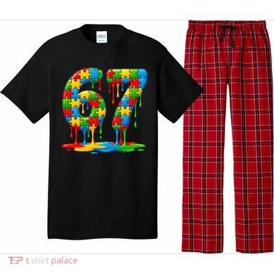 Colorful Drip 67 Puzzle Autism 6-7 Meme Pajama Set