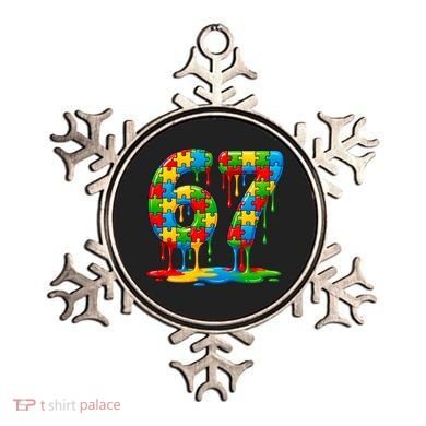 Colorful Drip 67 Puzzle Autism 6-7 Meme Ornament