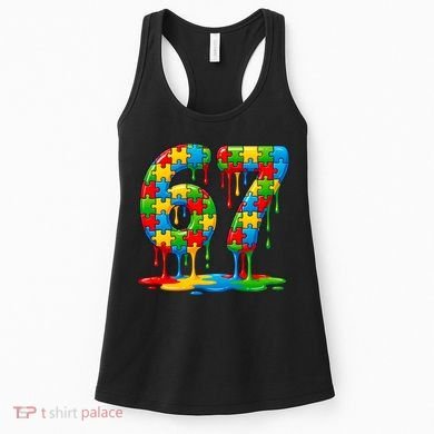 Colorful Drip 67 Puzzle Autism 6-7 Meme Women's Tank Top