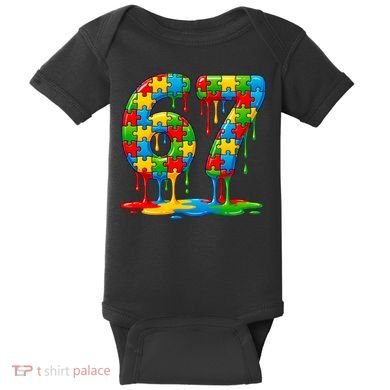 Colorful Drip 67 Puzzle Autism 6-7 Meme Baby Bodysuit