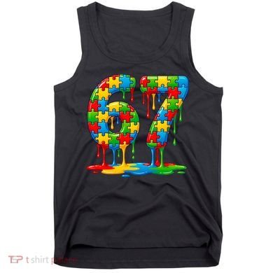 Colorful Drip 67 Puzzle Autism 6-7 Meme Tank Top