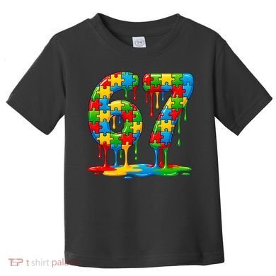 Colorful Drip 67 Puzzle Autism 6-7 Meme Toddler T-Shirt