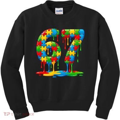 Colorful Drip 67 Puzzle Autism 6-7 Meme Kids Sweatshirt