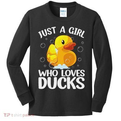 Cute Duck Art For Women Rubber Duck Lover Kids Long Sleeve Shirt
