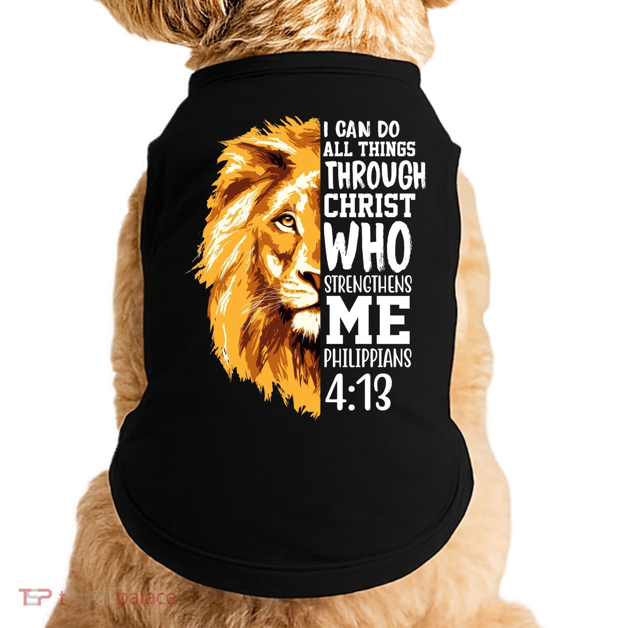 Can Do All Things Through Christ Bible Quote Lion Doggie Tank