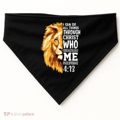 Can Do All Things Through Christ Bible Quote Lion USA-Made Doggie Bandana