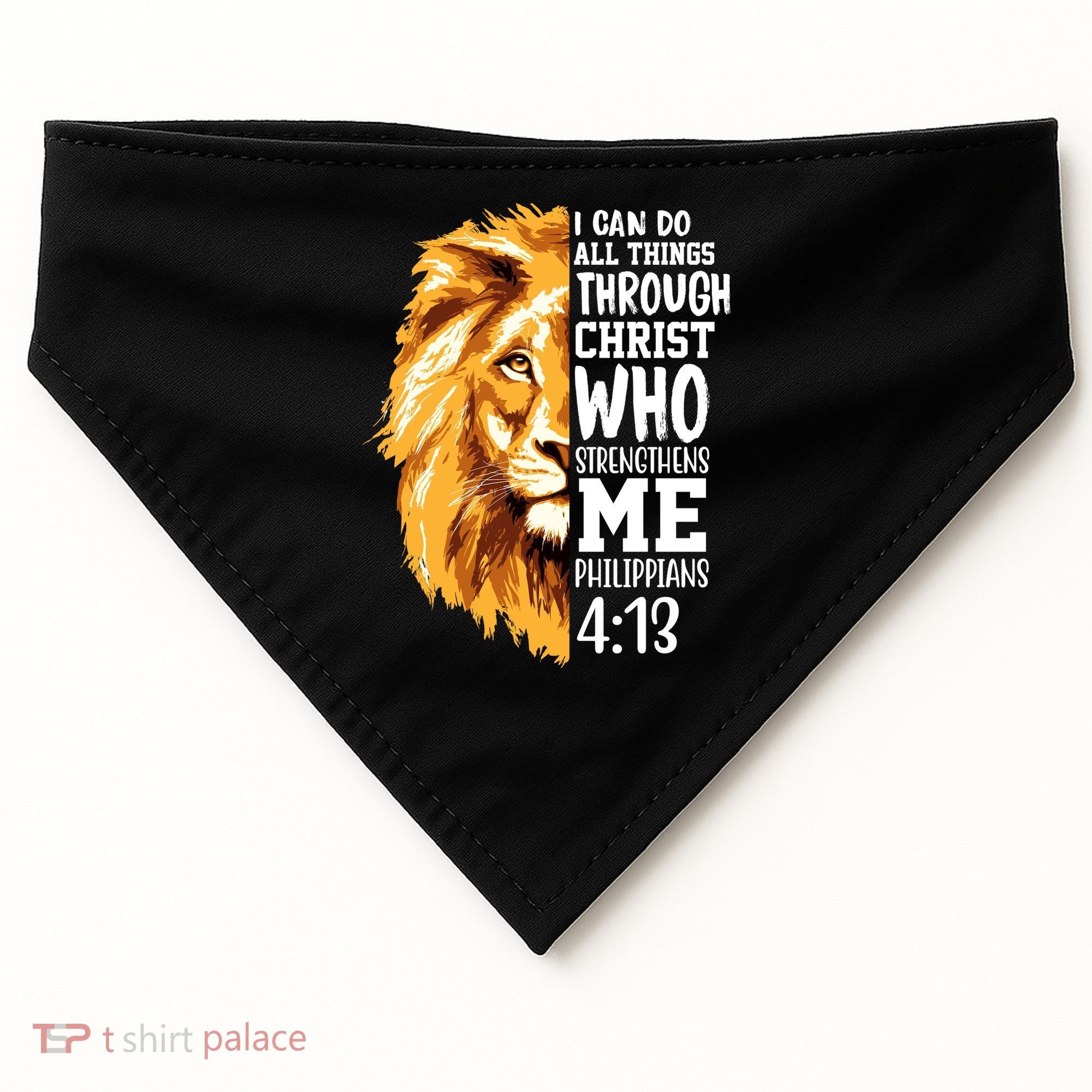 Can Do All Things Through Christ Bible Quote Lion USA-Made Doggie Bandana