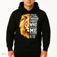 Can Do All Things Through Christ Bible Quote Lion Hoodie thumb 2