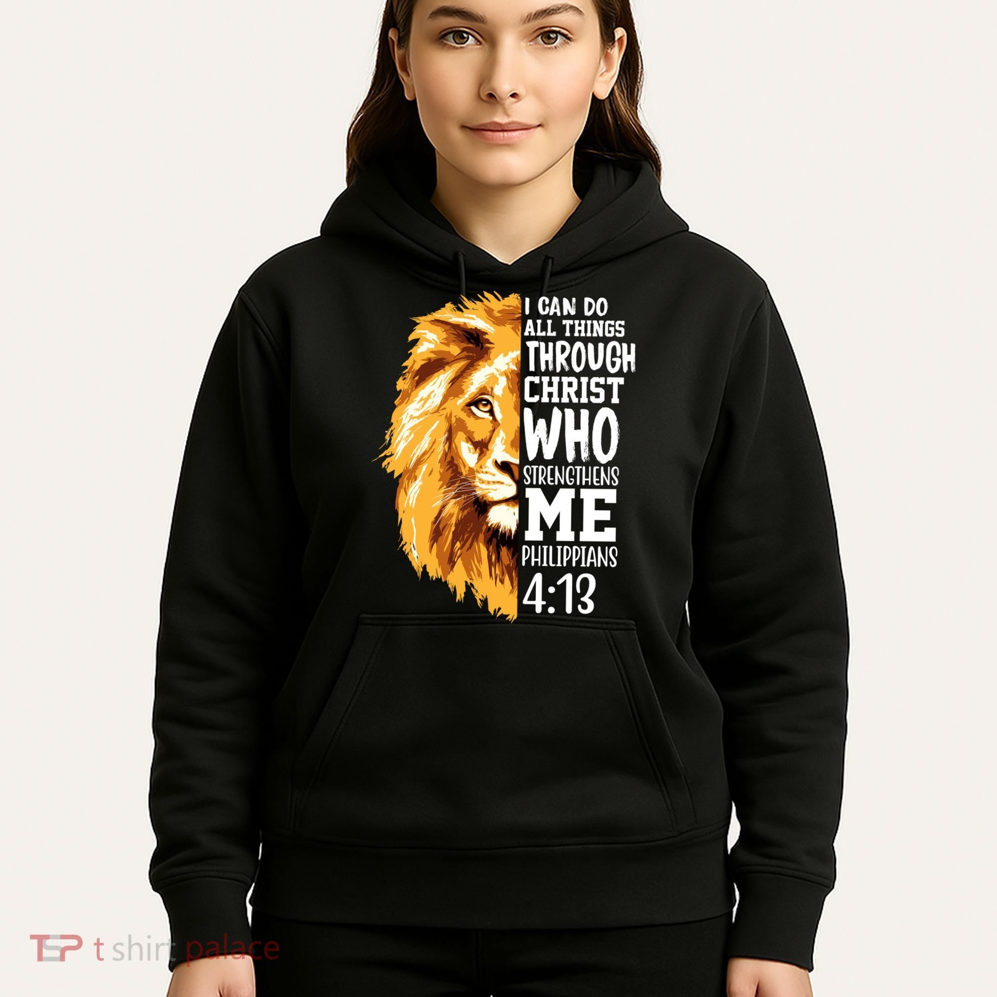 Can Do All Things Through Christ Bible Quote Lion Hoodie