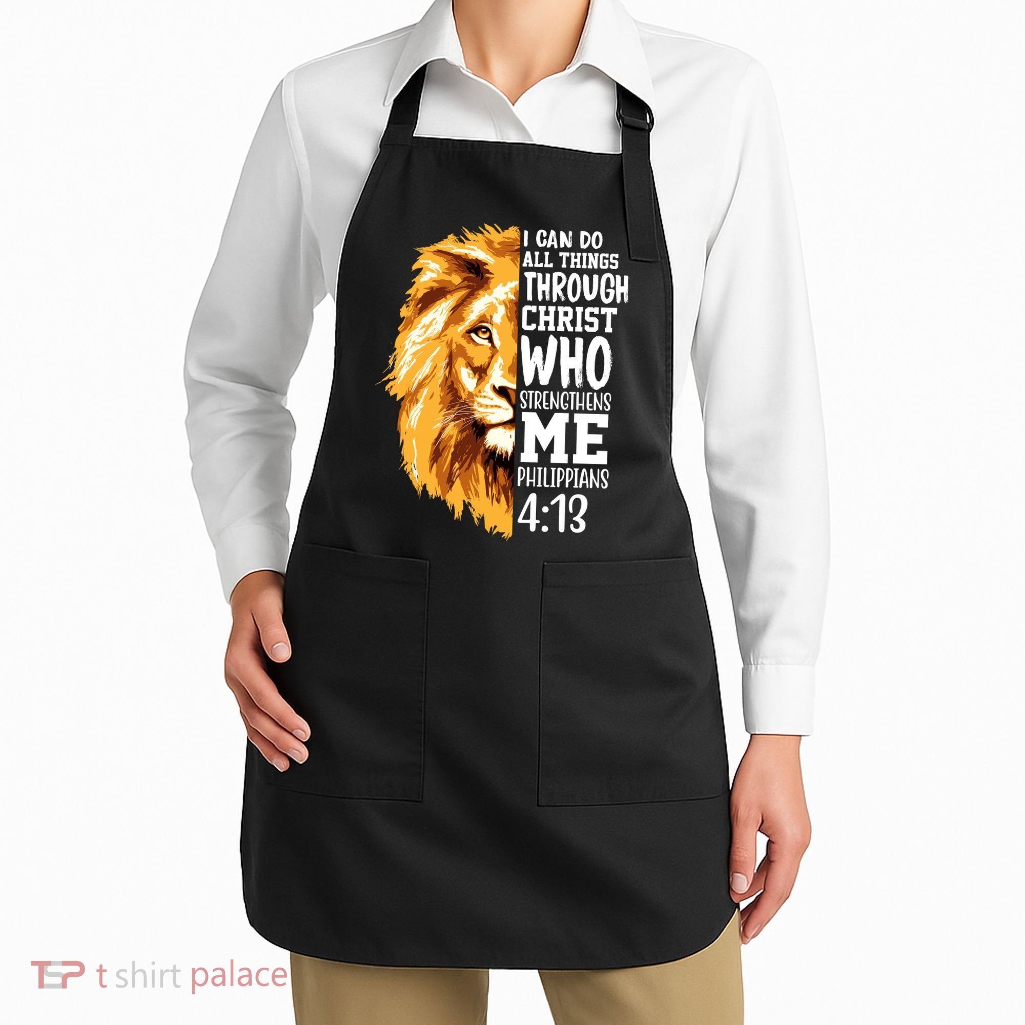 Can Do All Things Through Christ Bible Quote Lion Apron