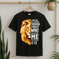 Can Do All Things Through Christ Bible Quote Lion T-Shirt thumb 2