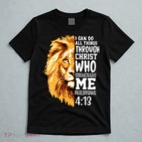 Can Do All Things Through Christ Bible Quote Lion T-Shirt thumb 5