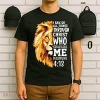 Can Do All Things Through Christ Bible Quote Lion T-Shirt thumb 6