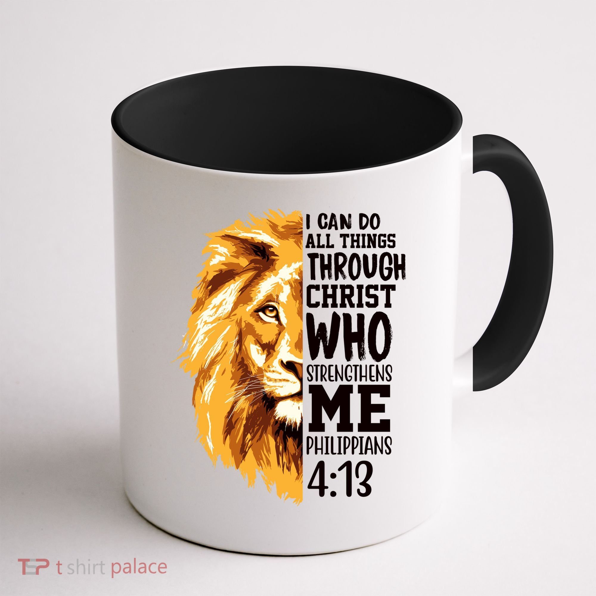 Can Do All Things Through Christ Bible Quote Lion Coffee Mug