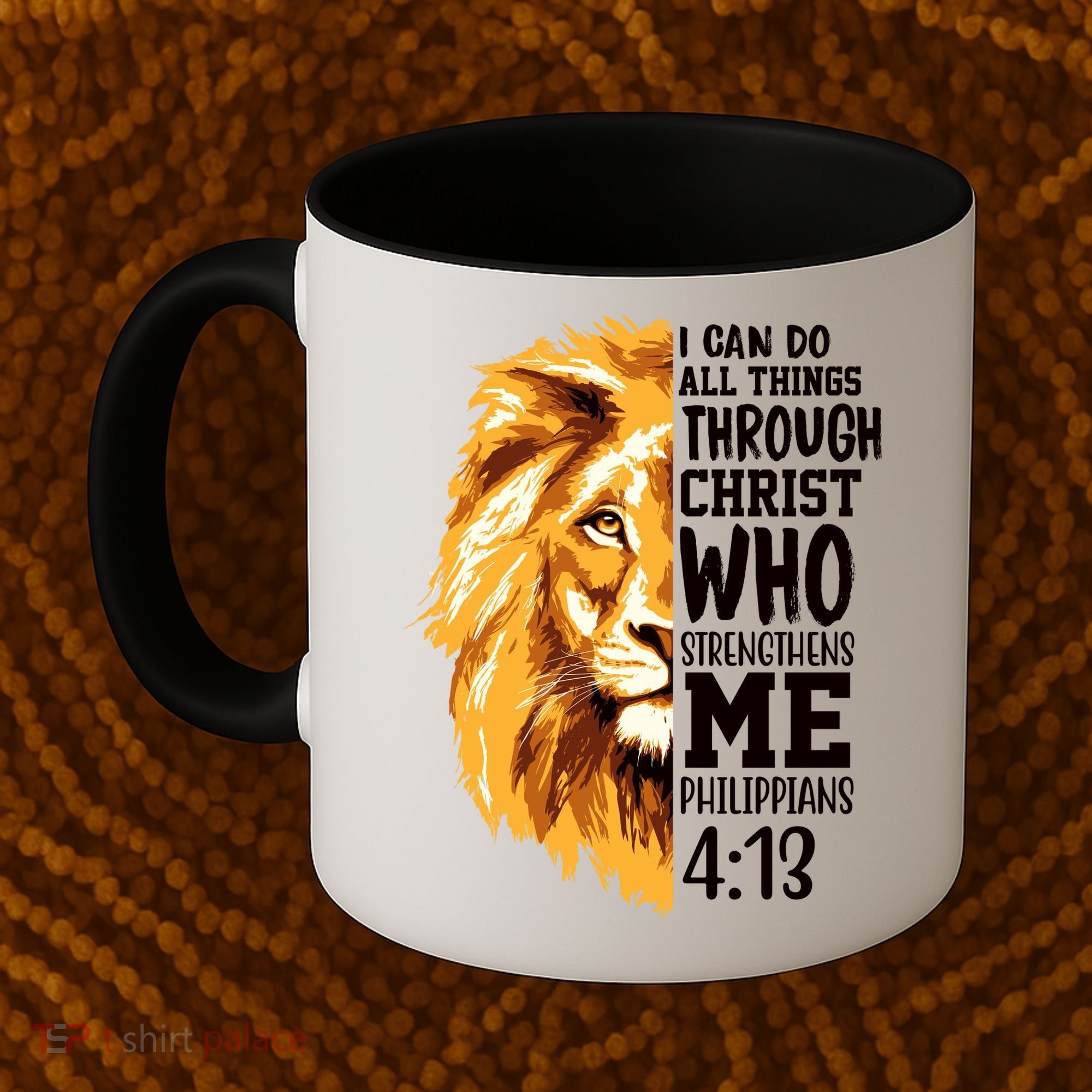 Can Do All Things Through Christ Bible Quote Lion Coffee Mug