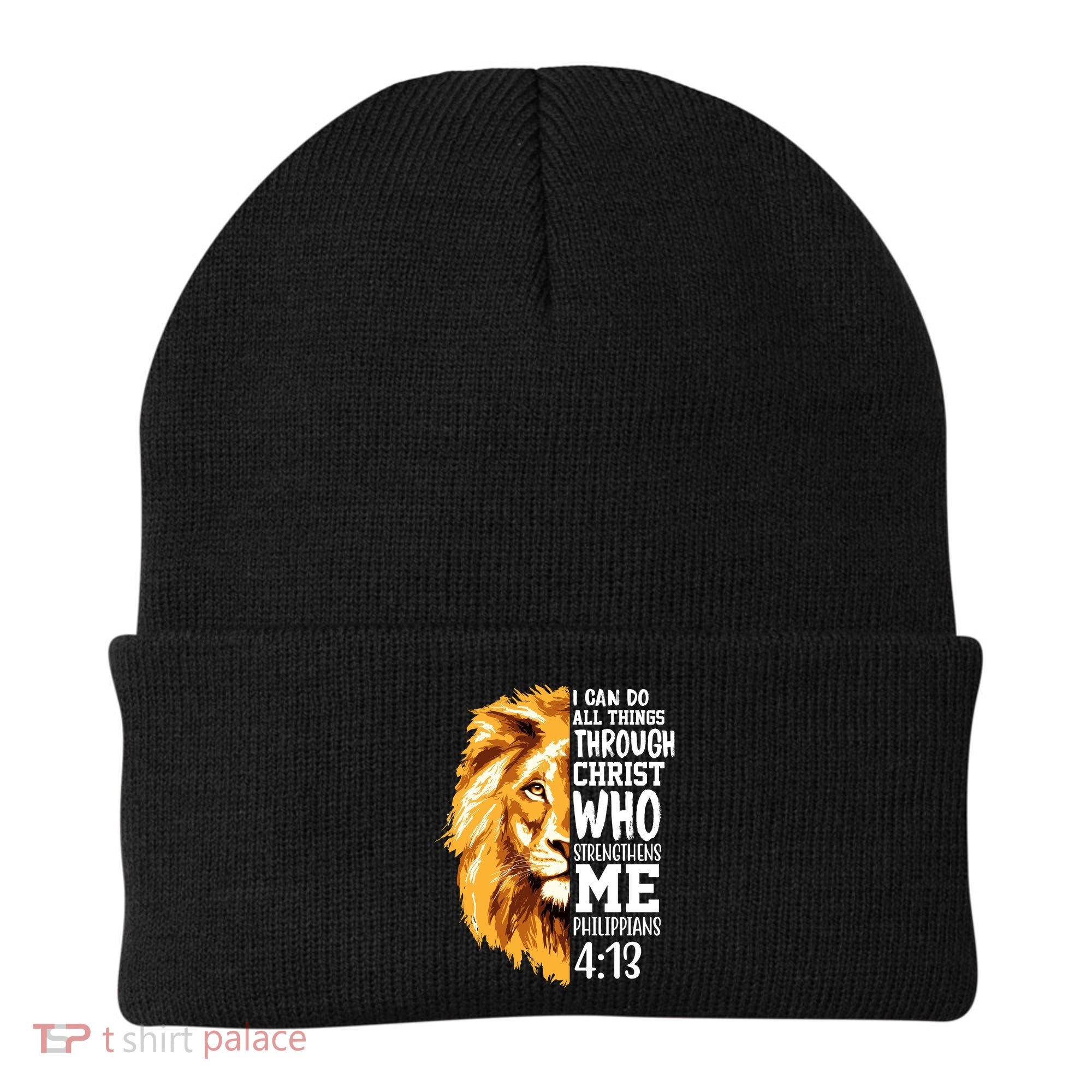 Can Do All Things Through Christ Bible Quote Lion Beanie