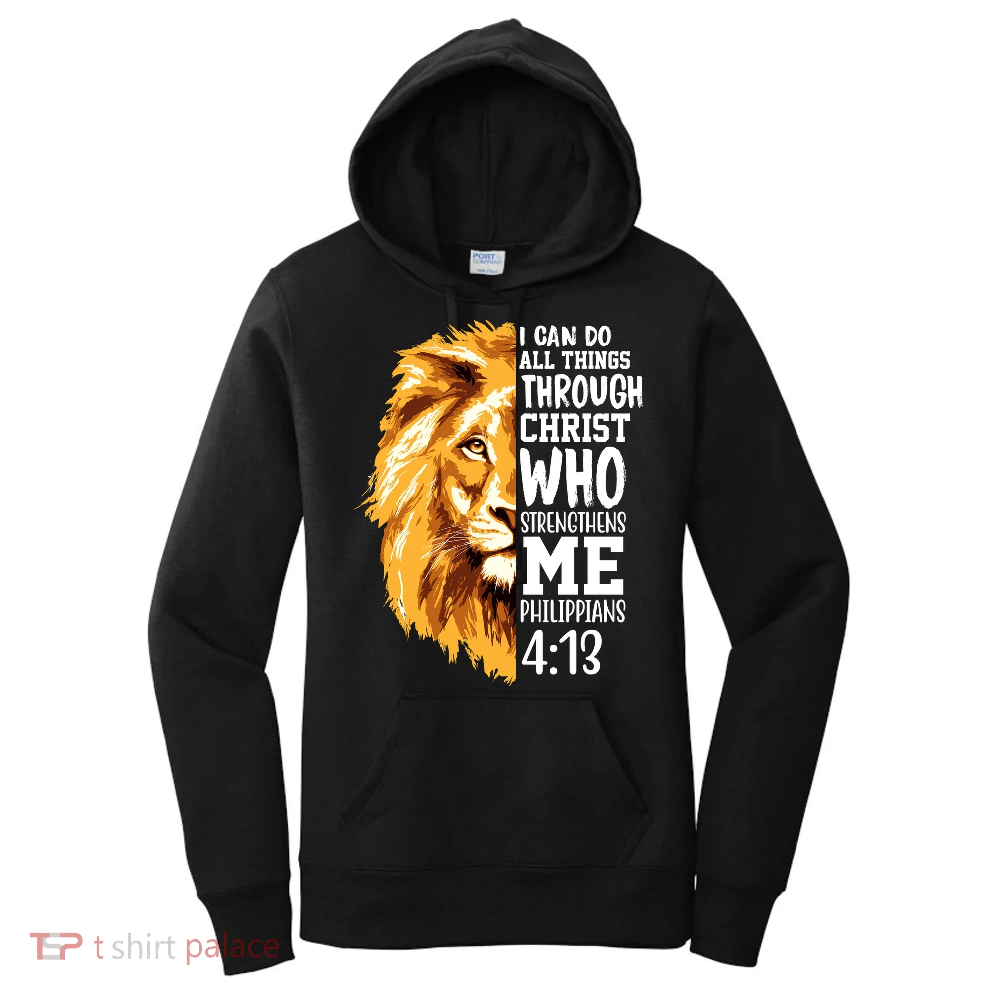Can Do All Things Through Christ Bible Quote Lion Women's Hoodie