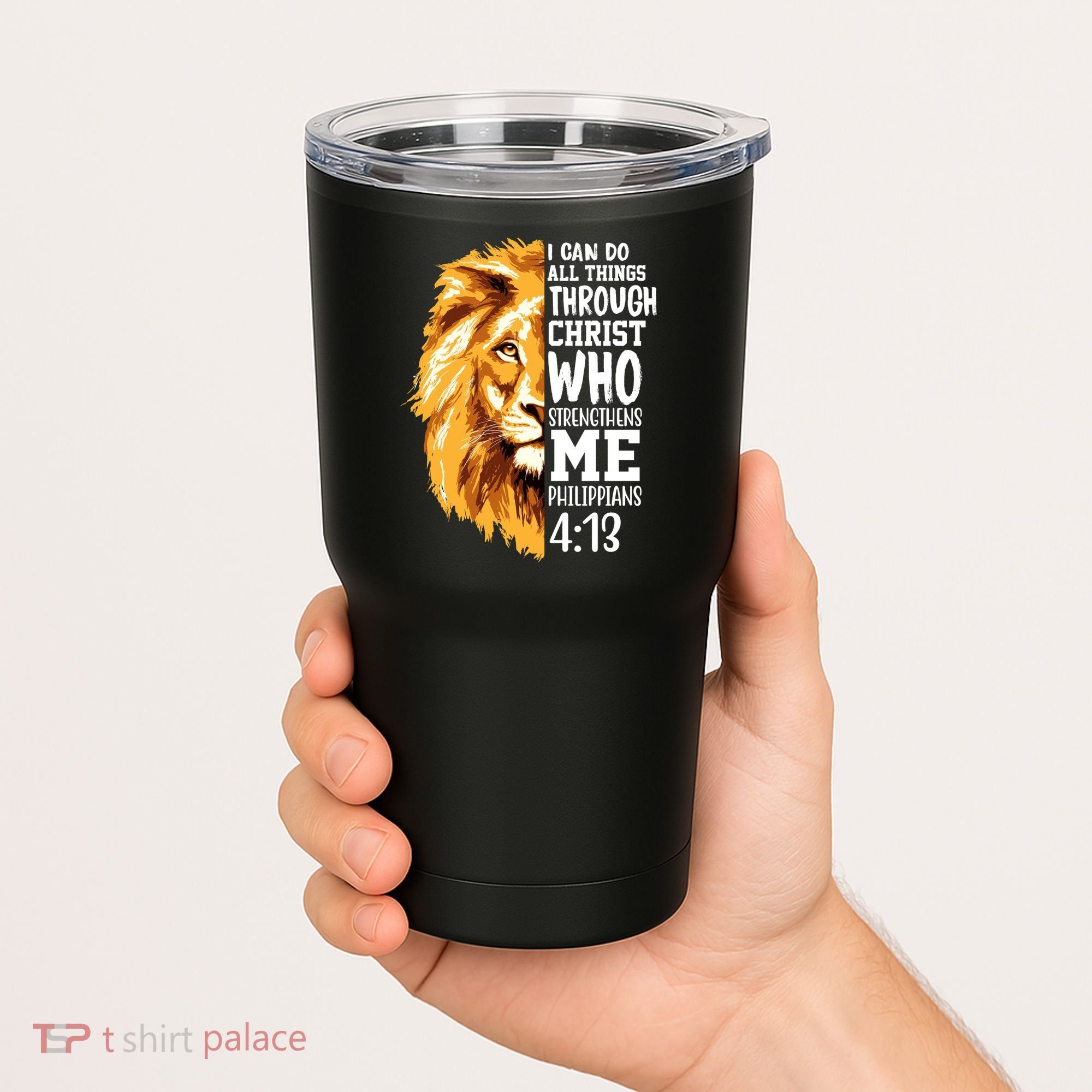 Can Do All Things Through Christ Bible Quote Lion Tumbler