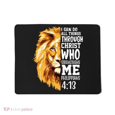 Can Do All Things Through Christ Bible Quote Lion Mousepad