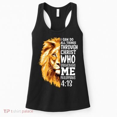 Can Do All Things Through Christ Bible Quote Lion Women's Tank Top