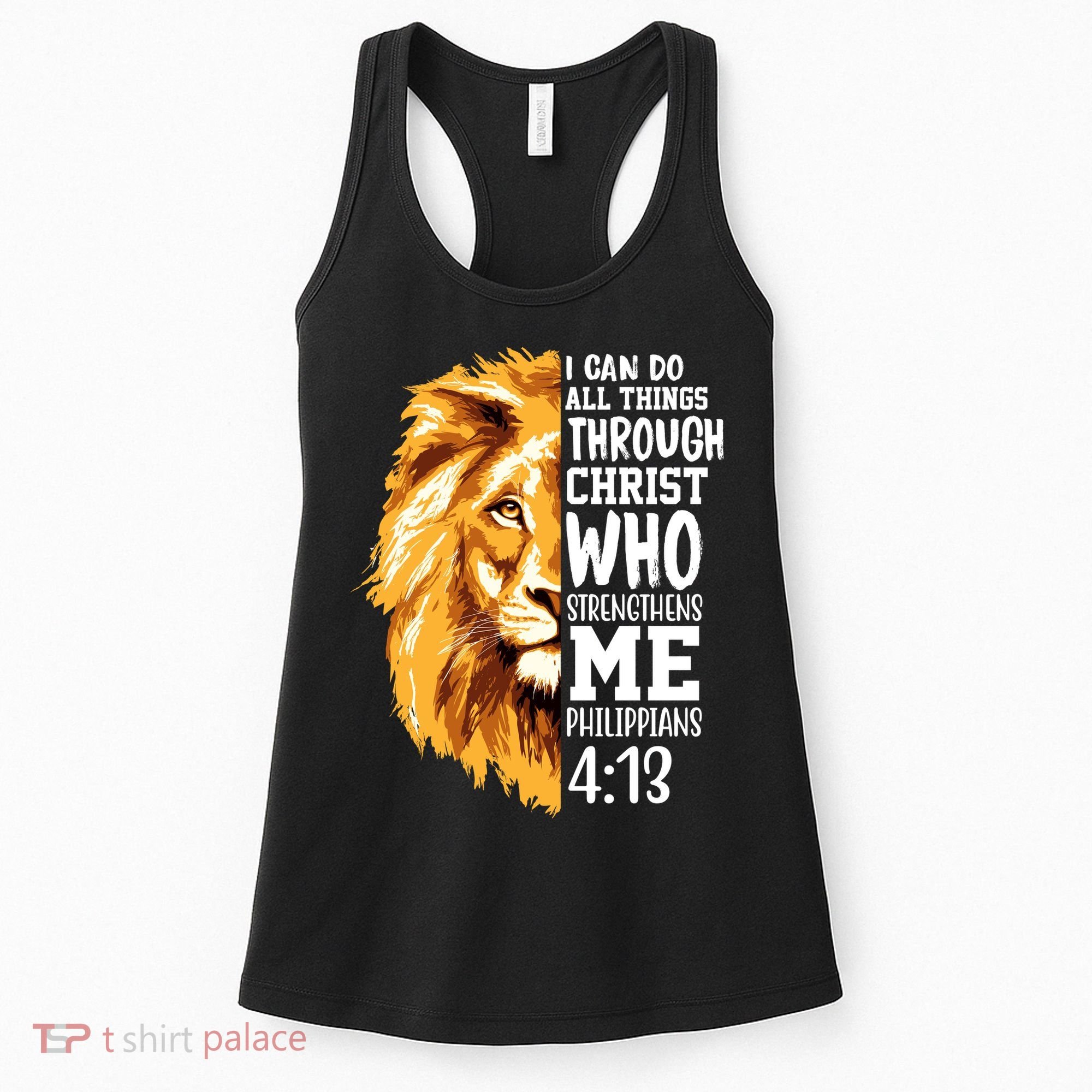 Can Do All Things Through Christ Bible Quote Lion Women's Tank Top