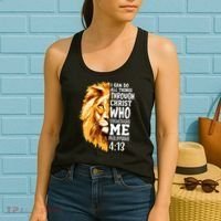 Can Do All Things Through Christ Bible Quote Lion Women's Tank Top thumb 2