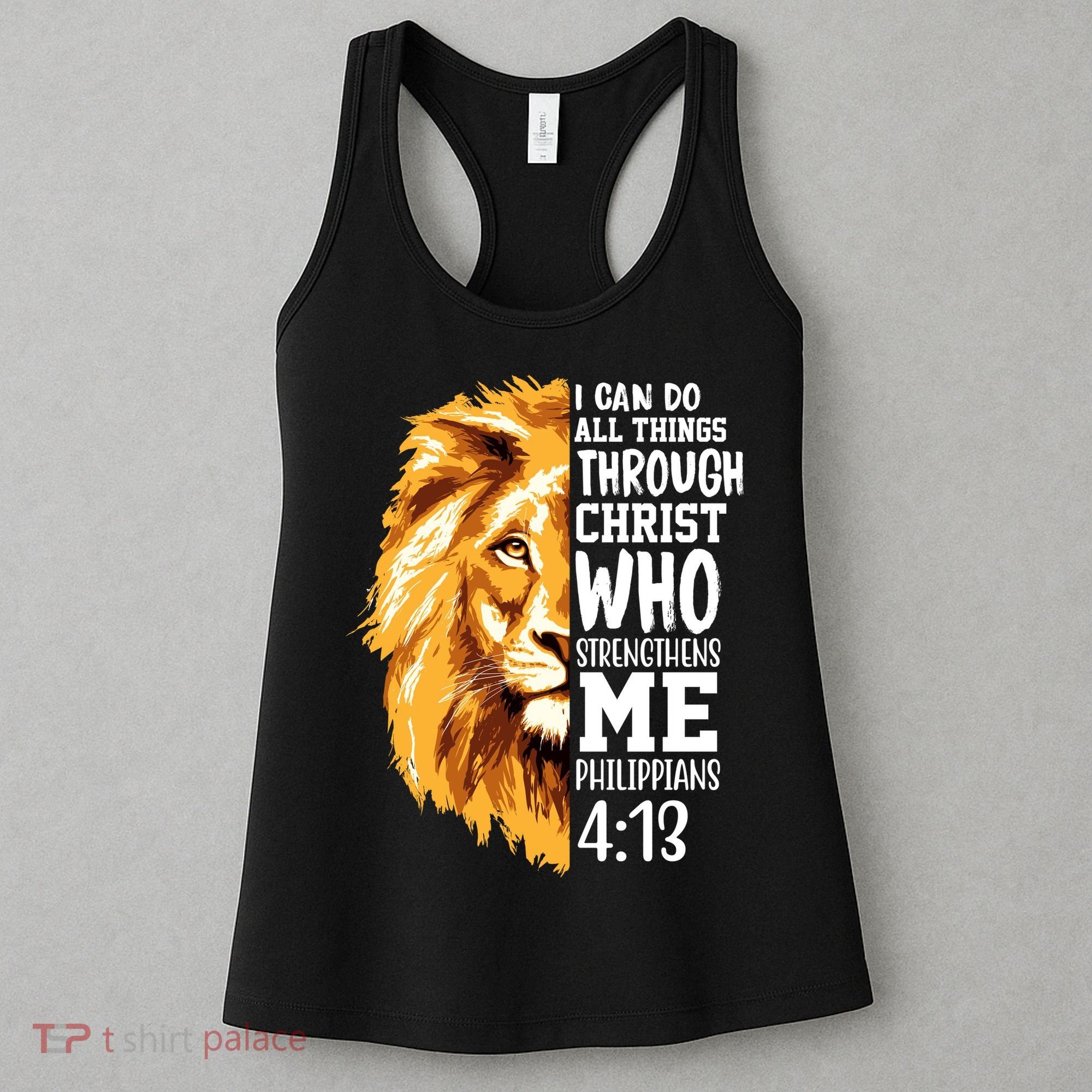 Can Do All Things Through Christ Bible Quote Lion Women's Tank Top