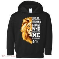 Can Do All Things Through Christ Bible Quote Lion Toddler Hoodie thumb 0
