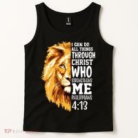 Can Do All Things Through Christ Bible Quote Lion Tank Top thumb 2