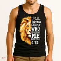 Can Do All Things Through Christ Bible Quote Lion Tank Top thumb 3