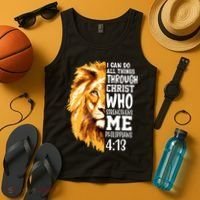 Can Do All Things Through Christ Bible Quote Lion Tank Top thumb 4