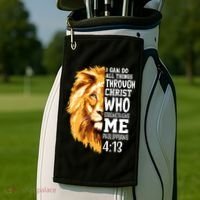 Can Do All Things Through Christ Bible Quote Lion Golf Towel thumb 2