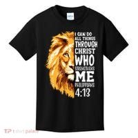 Can Do All Things Through Christ Bible Quote Lion Kids T-Shirt thumb 0