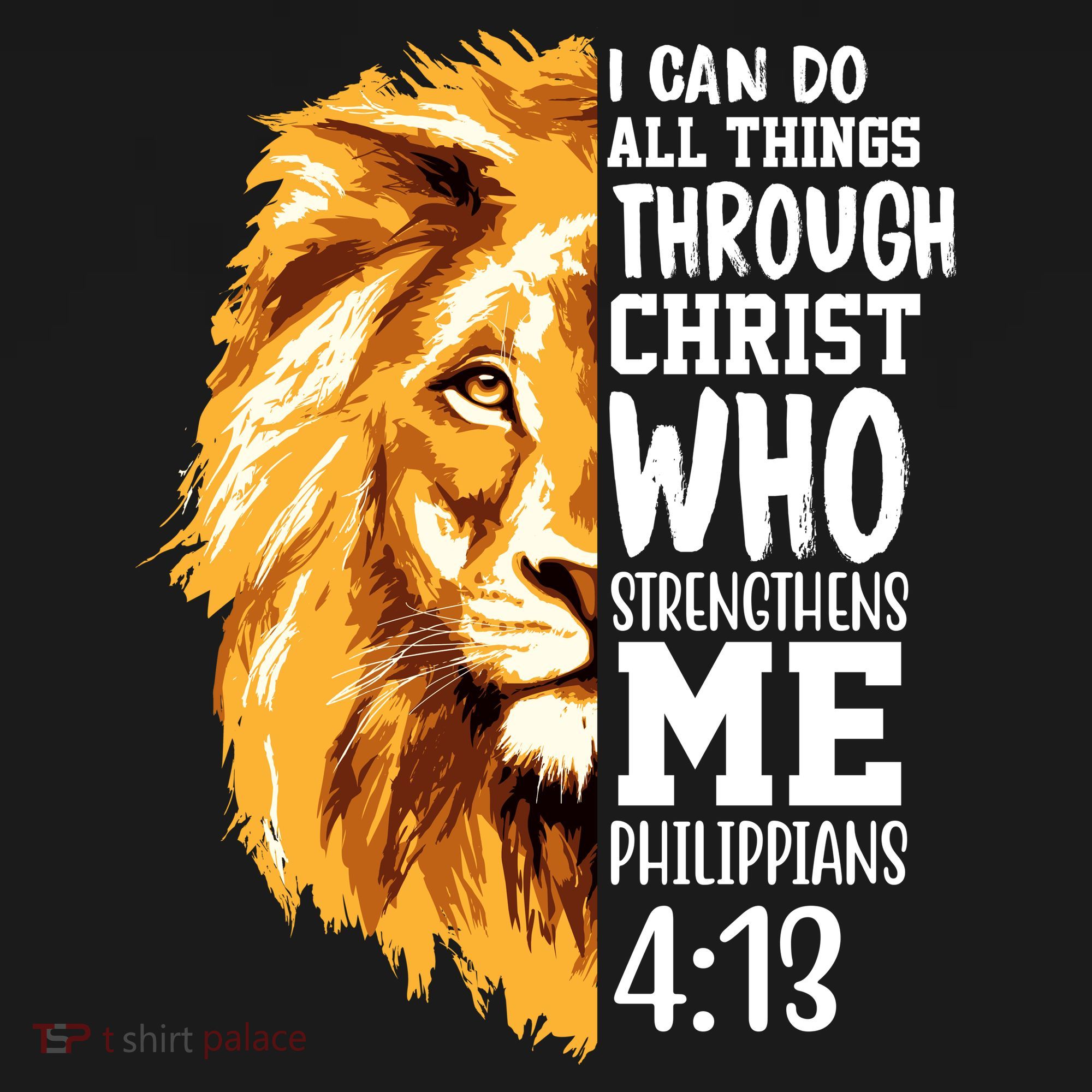 Can Do All Things Through Christ Bible Quote Lion Kids T-Shirt