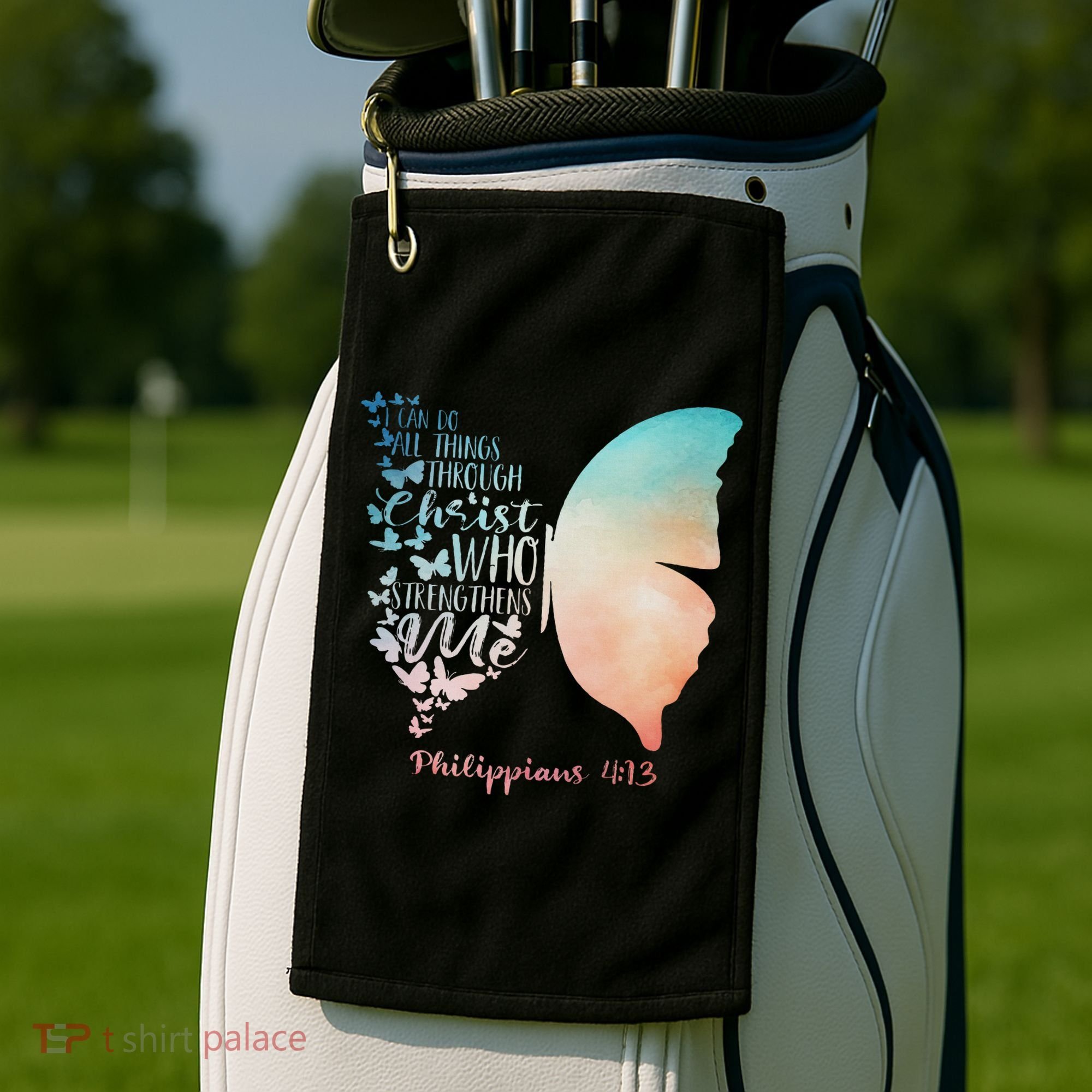 Can Do All Things Through Christ Who Strengthens Me Saying Golf Towel